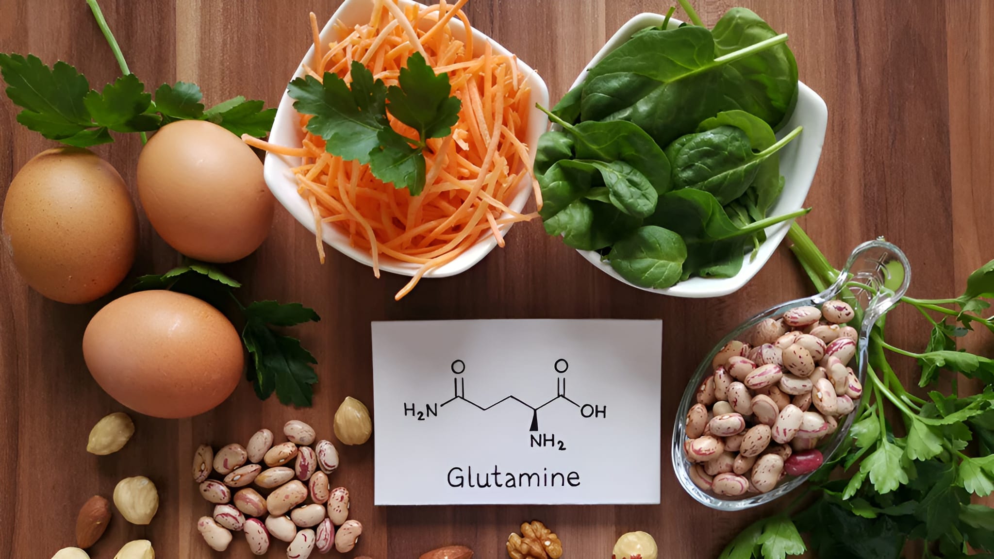 A board of foods containing Glutamine, for immune health.