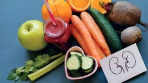 An array of fruits and vegetables that can be turned into the best drinks to flush your kidneys.