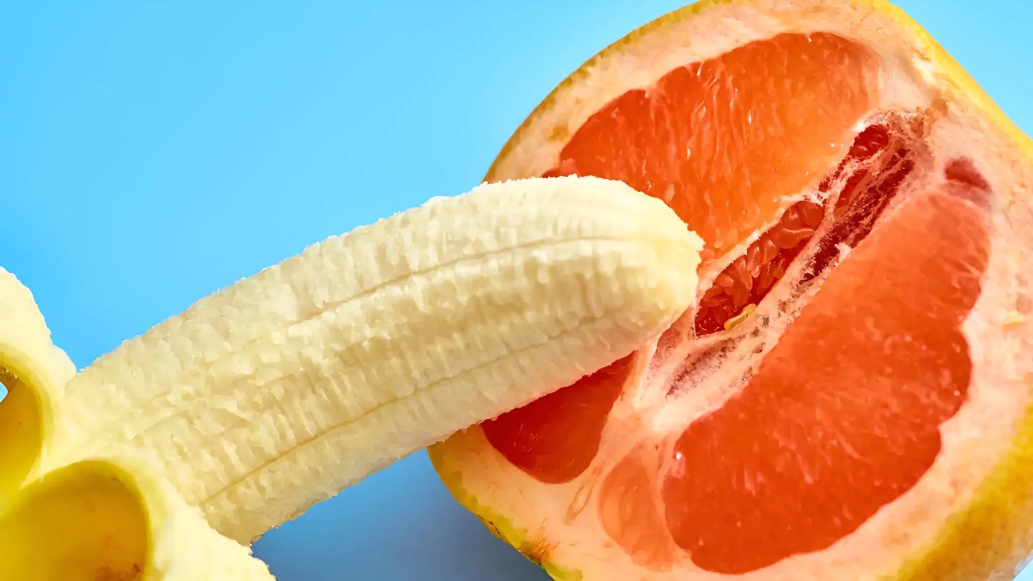 Bananna and Grapefruit. Represents a life after taking sexual health supplements.